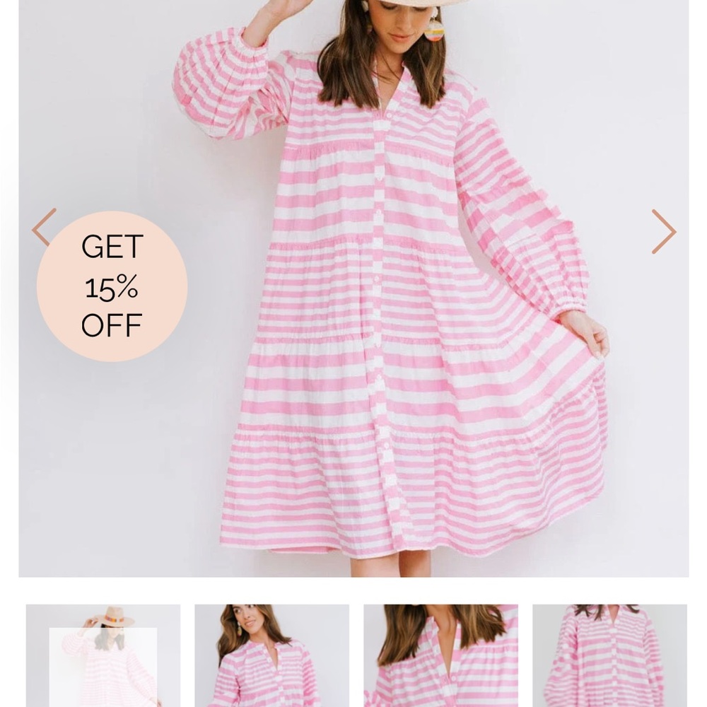 Sunshine Tienda Pink and White Striped Dress
